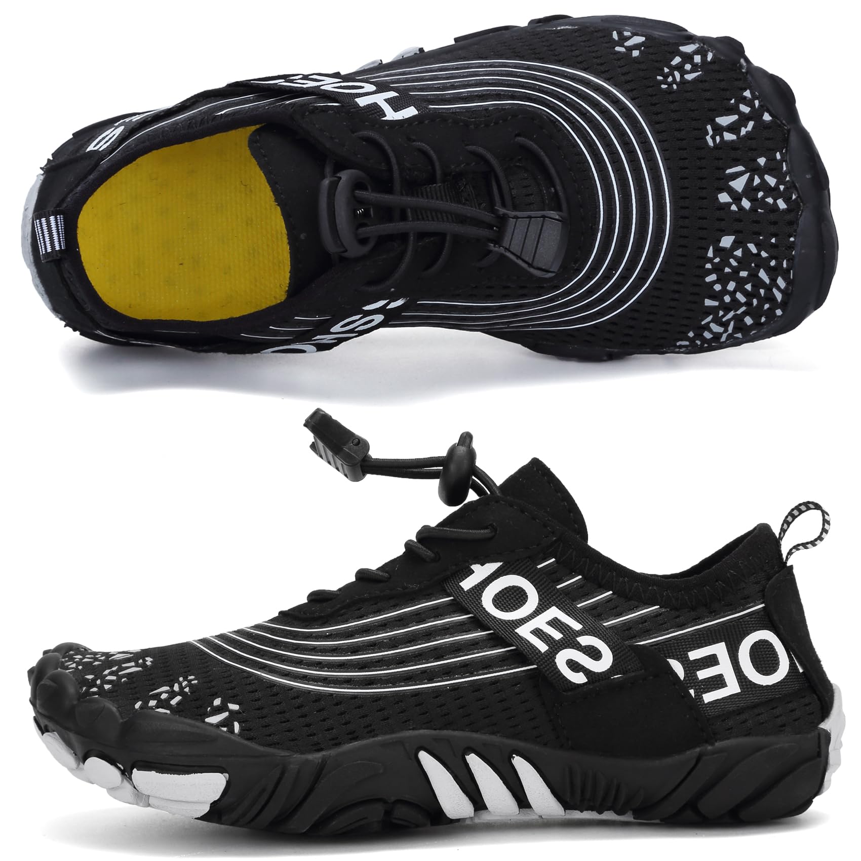 DimaiGlobal Calzado Descalzos Niñas Niños Zapatillas de Trail Running Barefoot Secado Rápido Zapatos de Agua Transpirable Antideslizante para Playa 29EU Negro