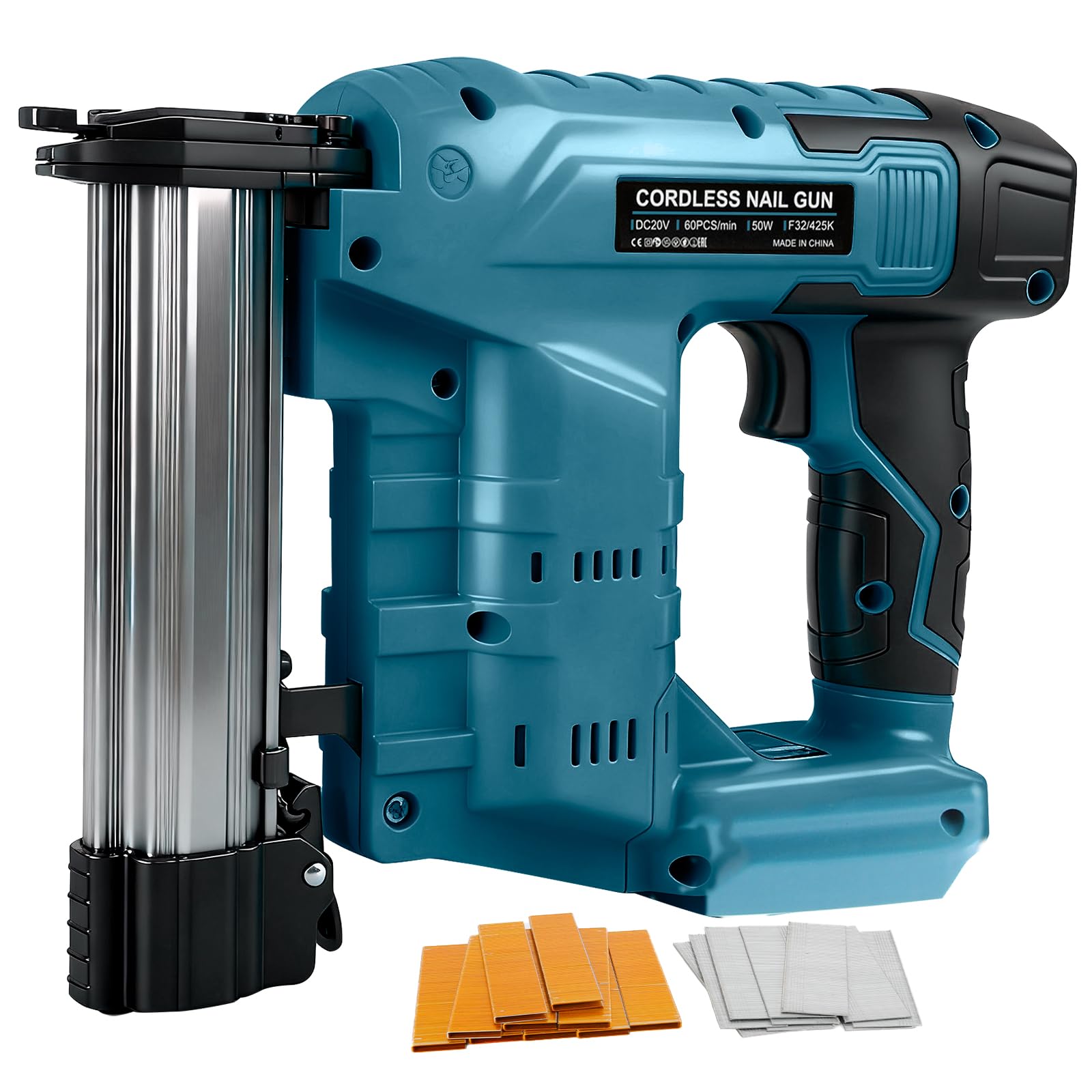 Chiodatrice a batteria compatibile con batteria Makita da 18 V, aggiornamento 18GA 2 in 1, spillatrice elettrica senza spazzole con 1000 chiodi e 1000 graffette, per fai da te e lavorazione del legno
