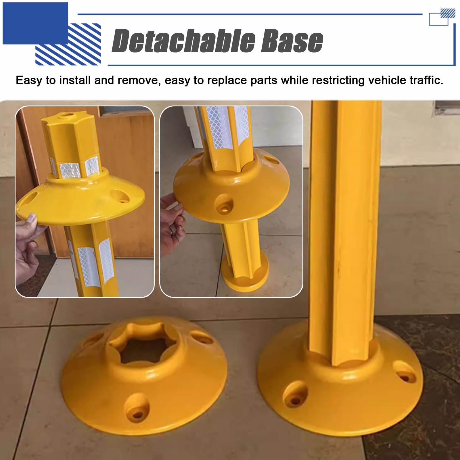 Juego de Postes delimitadores de estacionamiento y tráfico: Conos Reflectantes Desmontables para Control de multitudes, Ideales para hospitales, escuelas y Zonas residenciales. Barrera de se