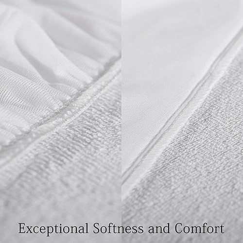 Miniatura 2 de NTBAY Protector de colchón impermeable de rizo de algodón, transpirable, bolsillo profundo de 14 pulgadas, tamaño matrimonial