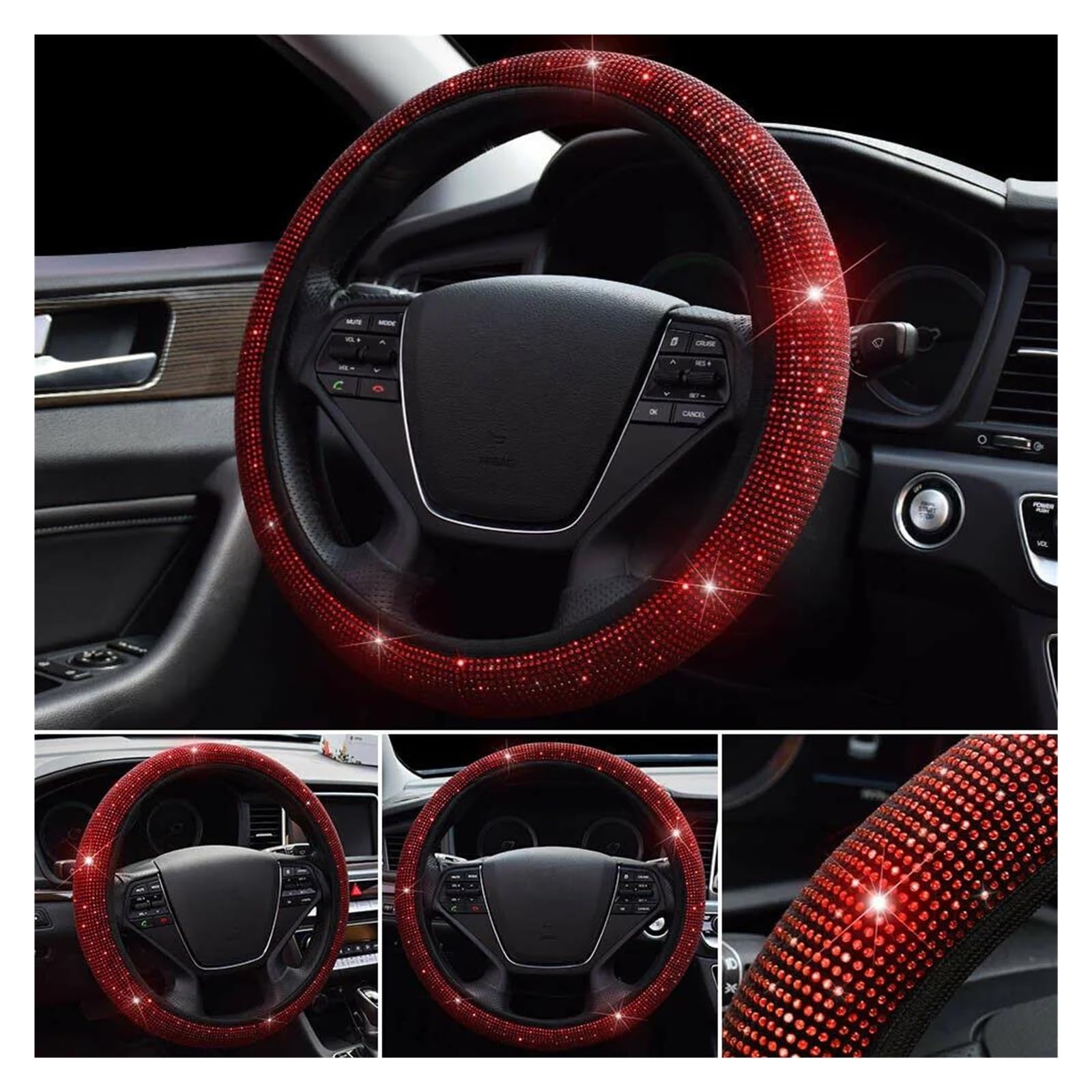 Amazon | ハンドルカバー 車用 自動車装飾 赤い自動車 ハンドルカバー  