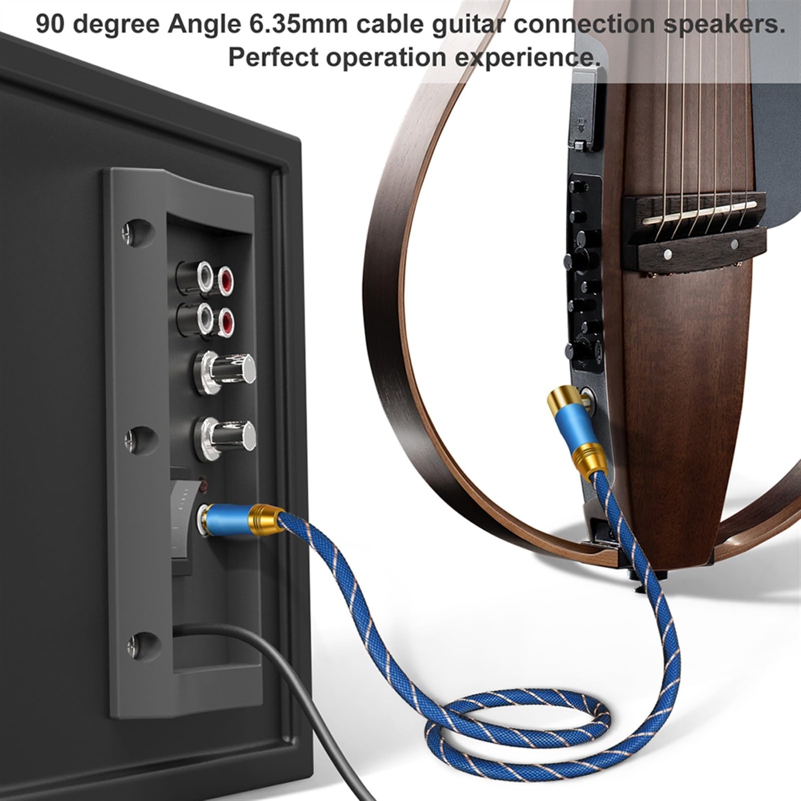 kabel audio do gitary Kątowy 6.35mm 1/4 ''kabel Audio Męski Na Męski Kabel Typu Jack Kabel Instrumentalny (Color : 5m)