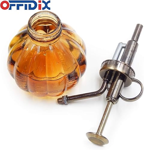 Miniatura 3 de OFFIDIX - Botella de riego de cristal transparente, 6.3 pulgadas de alto, estilo vintage, pulverizador de bronce, bomba de plástico superior,