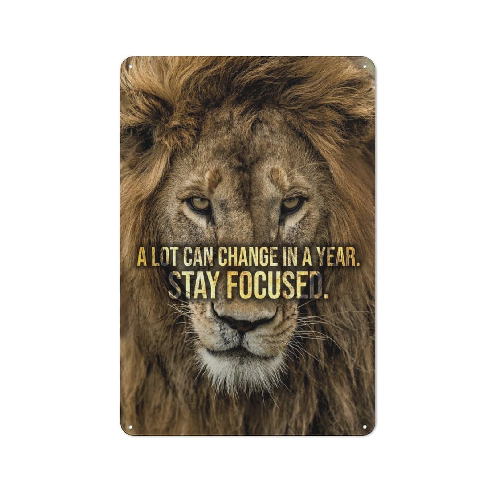 Vintage Stay Focused Metal Wall Sign 30x20cm, Shed Wall Plaque for Garage, Workshop, Shed Or Utility Room