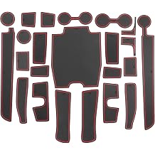 for 2025 Ford Expedition Car Door Slot Mat Center Console Liner Mats Car Gate Slot Mats Auto Interior Trim Door Slot Pads Non-Slip Cup Holder Insert Mat Cup Mat Red Trim