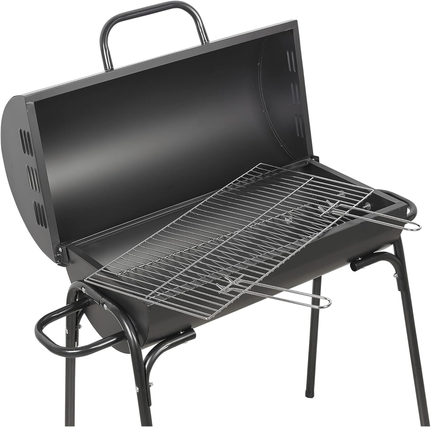 barbecue na kółkach czarna stal 60 x 30 x 70 cm