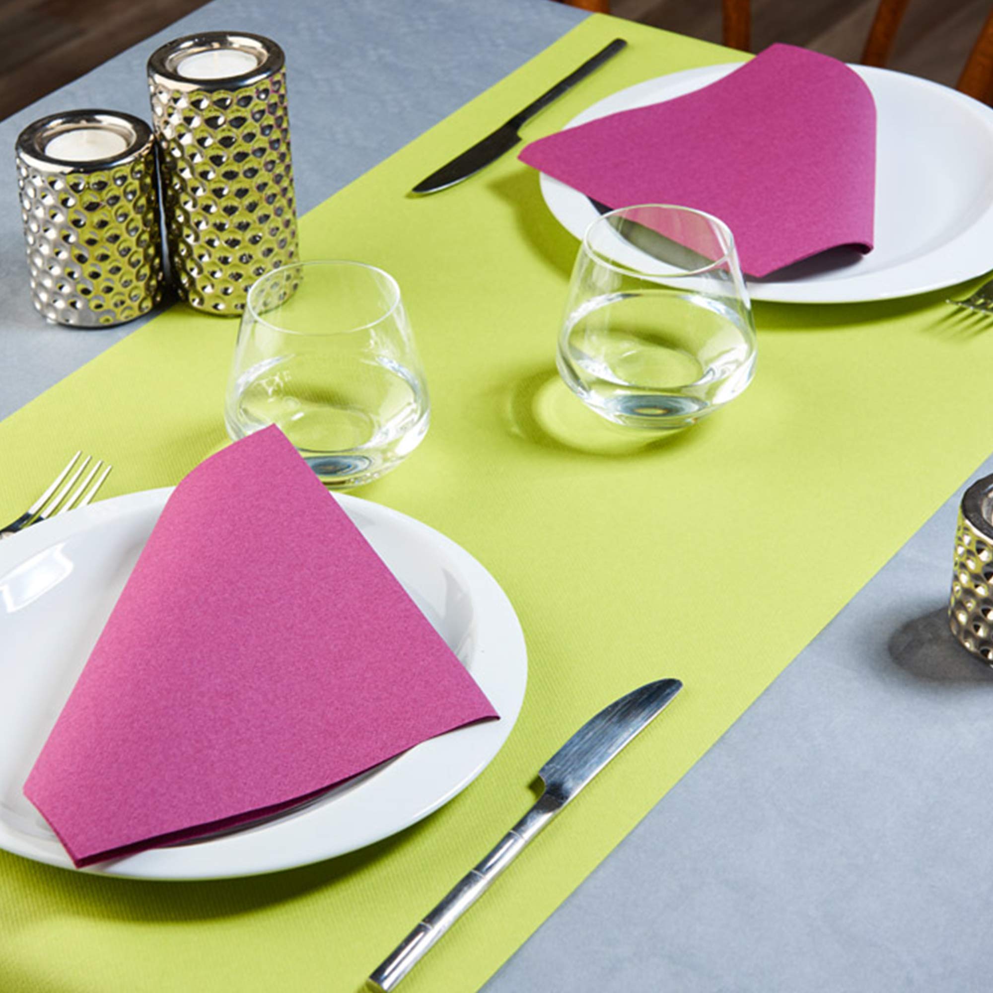LE NAPPAGE ARTS DE LA TABLE Table Runner 3 in 1 Airlaid 0.40 x 4.80 m FSC Anise, Paper, Lime Green, 0,4m x 4,8m - Image 2