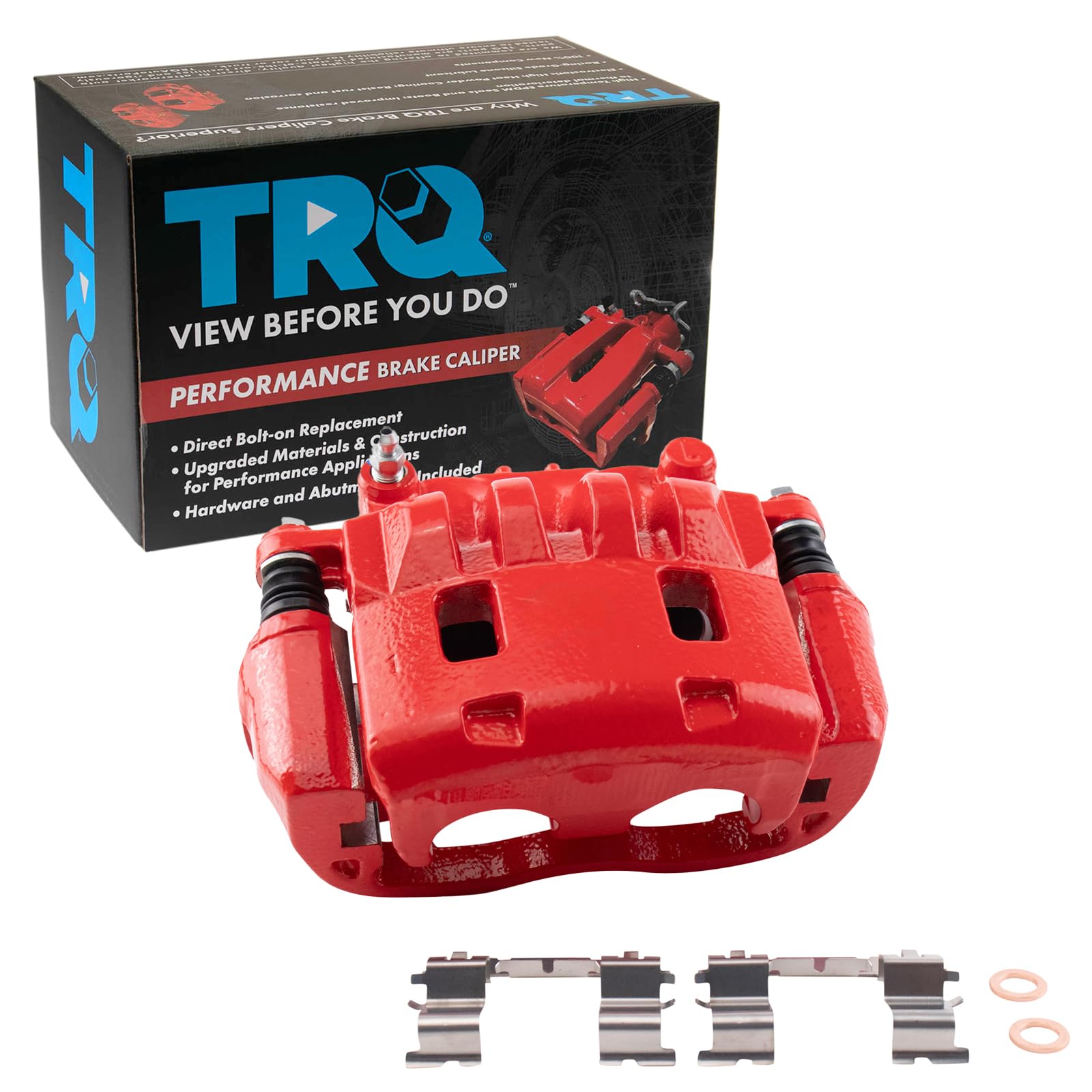 TRQ Front Left Brake Caliper w/Bracket Performance Red Drivers Side
