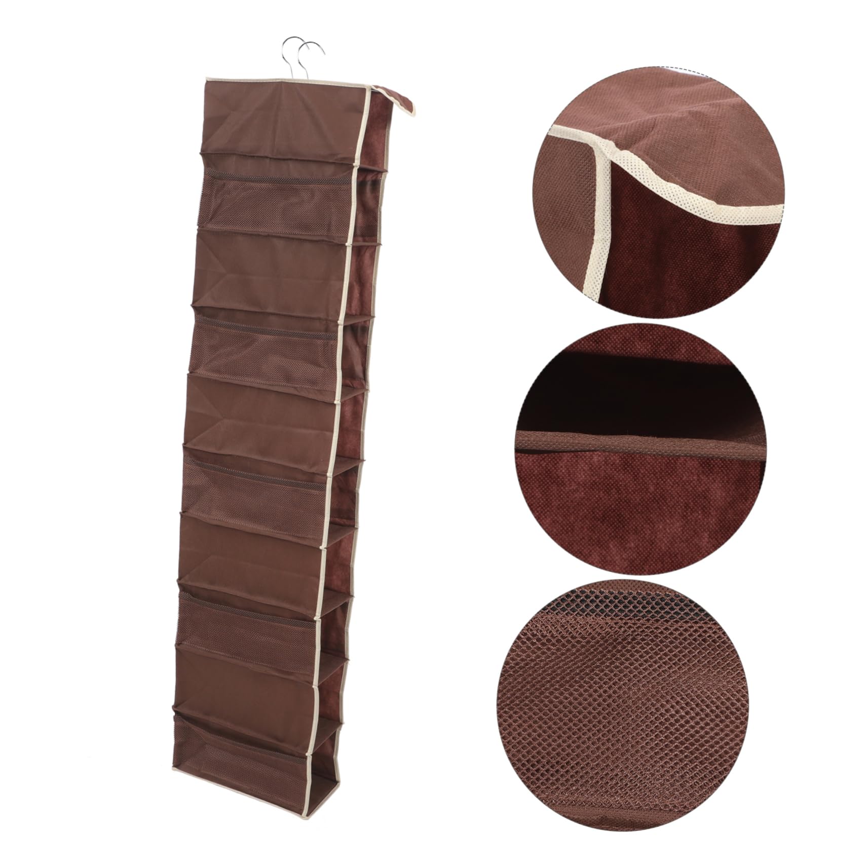 MUCKLILY Foldable Non Woven Fabric Shoes Storage Organizer Compact Hanging Shoe Rack for Bedroom and Living Wardrobe Coffee Color Space Saving Design