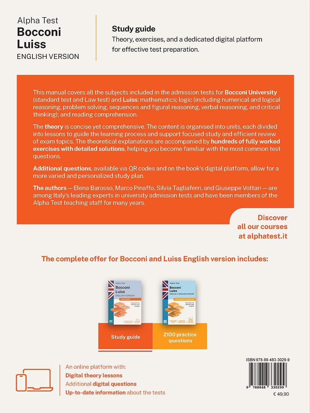 Alpha Test Bocconi Luiss. English version 2026-2027. Study guide. For university admission tests. Con espansione online