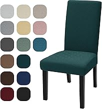 4-Piece Stretch Dining Chair Cover, Removable Washable for Protecting, Pave with Elastic Band for Adjustment, Soft Comfortable, Dark Green