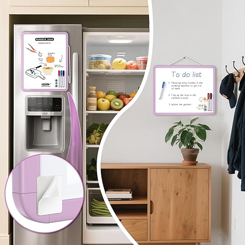 Vista 36 de MaxGear Pizarra pequeña de borrado en seco, pizarra blanca colgante de doble cara de 14 x 11 pulgadas para pared, mini pizarra blanca con 3 Blanco