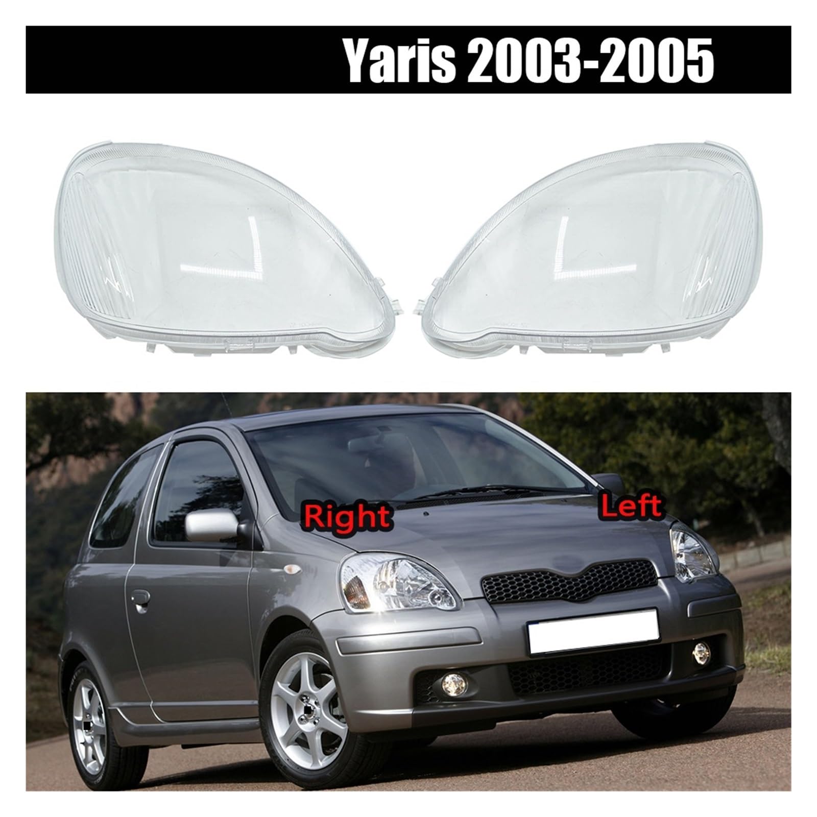 Copertura Faro Per Toyota Yaris 2003-2005 - Lente Trasparente Sostitutiva, Protezione UV, Anti-appannamento