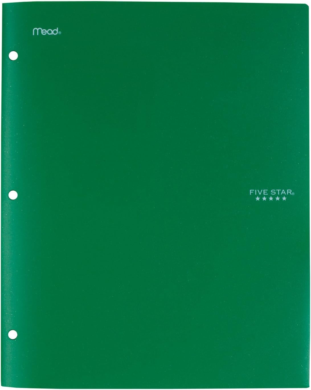 Five Star 4 Pocket Folders, Plastic, Folders with Pockets, Black, Blue, Red, Green, 4 Pack (38083)