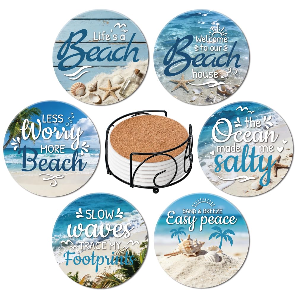 ANATTASOUL Lot de 6 Plage et Coquillages sous-Verres pour Maison & Cuisine