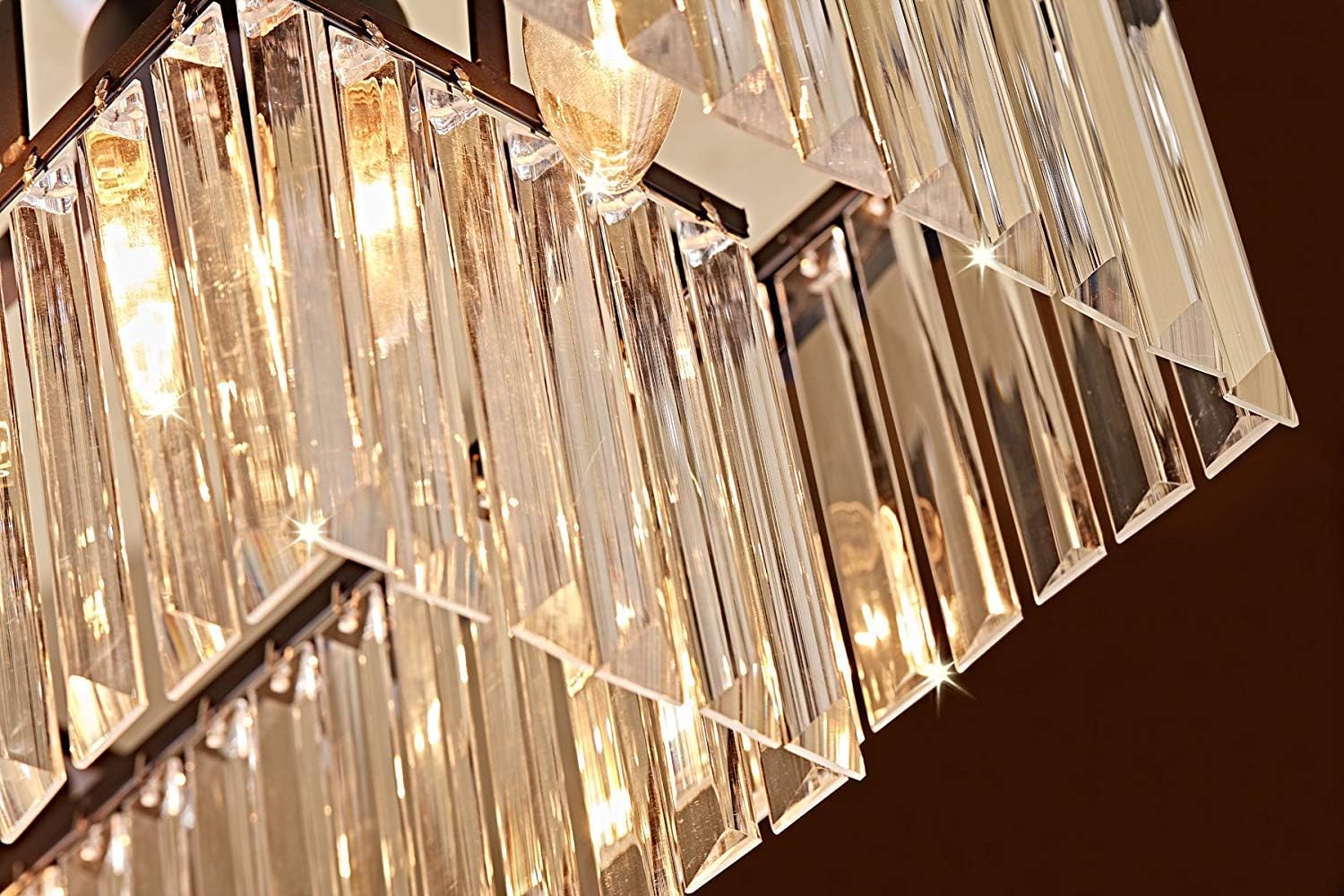 Super Sale 🛒 Saint Mossi 8-Lights Crystal Chandelier in Farmhouse Chandelier Style,Modern Farmhouse Chandelier with K9 Crystals,Farmhouse Pendant Light Fixtures,H10 x L34 x W14,Chain Adjustable