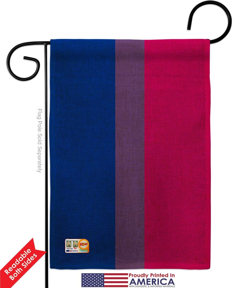 Bisexual Burlap Garden Flag Support Pride Rainbow Love LGBT Gay Pansexual Transgender Small Decorative Gift Yard House Banner Double-Sided Made In USA 13 X 18.5
