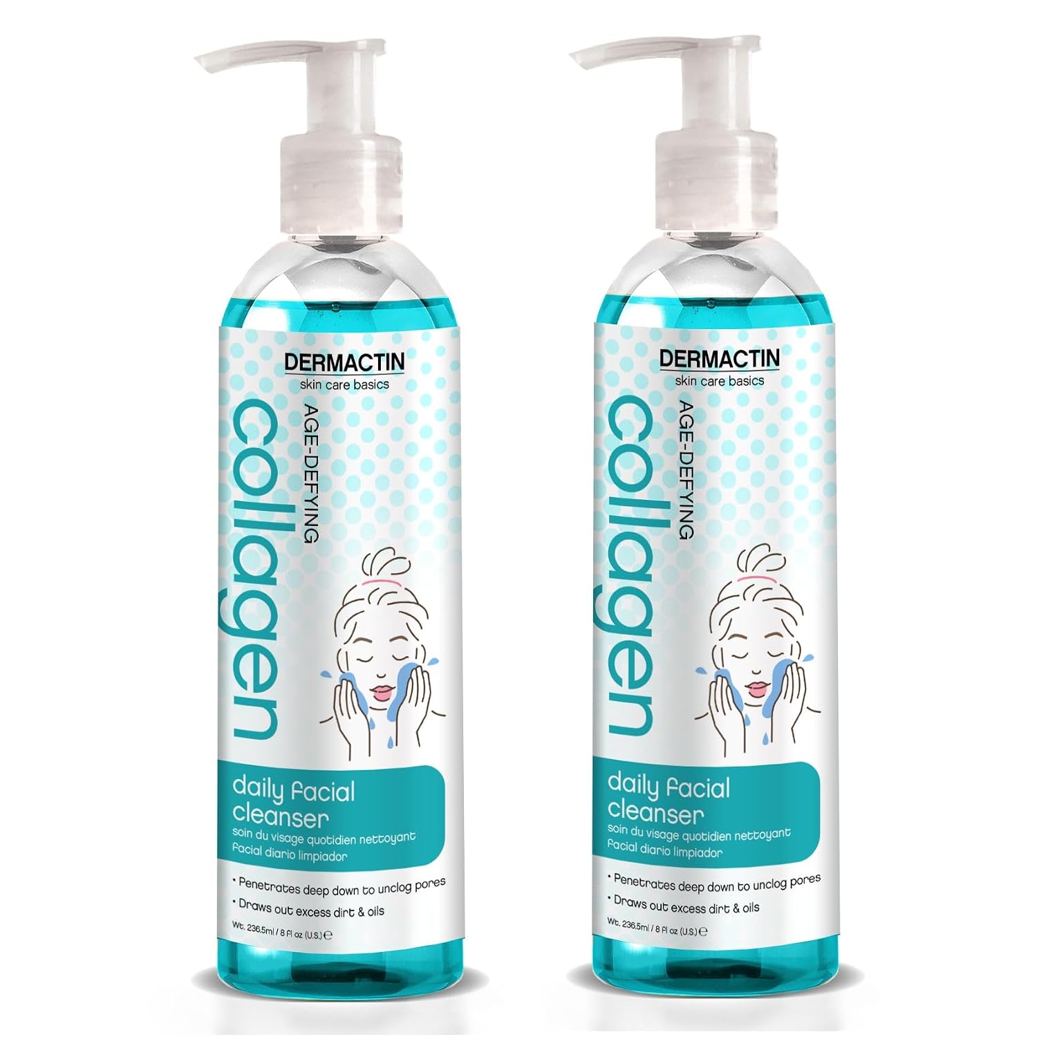 Dermactin Age Defying Collagen Daily Facial Cleanser 8 oz. (Pack of 2)