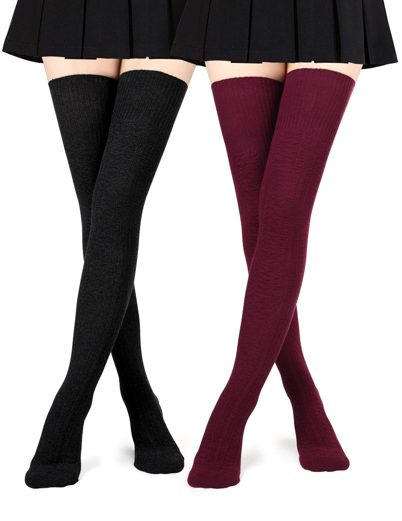 Thigh High Socks for Women Cotton Over the Knee High Boot Stockings Extra Long Knit Leg Warmers