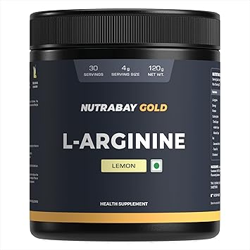 Nutrabay Gold L-Arginine Supplement Powder 120g, Lemon Flavor – Pre Workout Amino Acid for Endurance, Muscle Building & Faster Recovery| Tested for Purity | 100% Authentic - image, photos