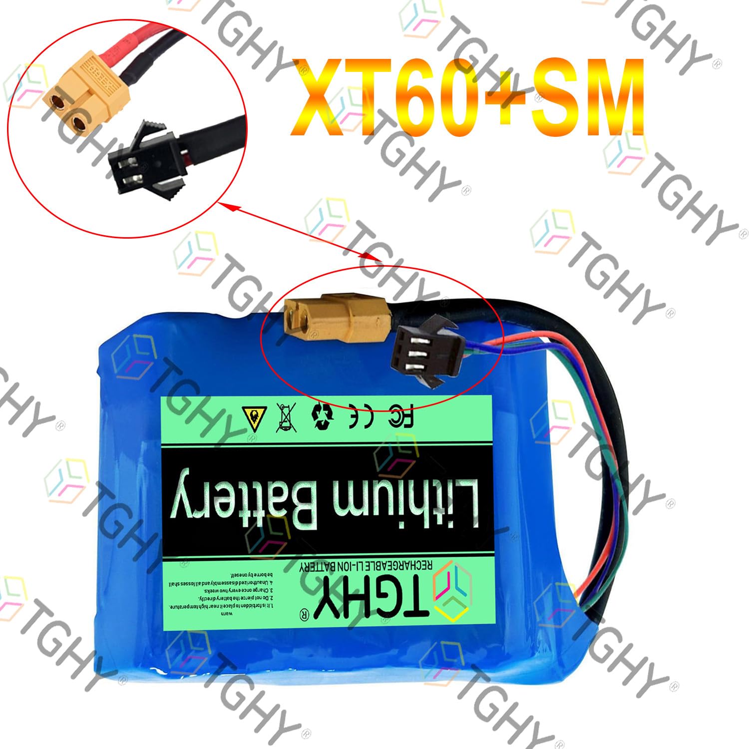 TGHY 25.2V Rechargeable Lithium Battery Pack 24V 4Ah Hoverboard Battery Replacement with XT60+SM for 100.8W or Less Balance car/Skateboards Motor — view 3