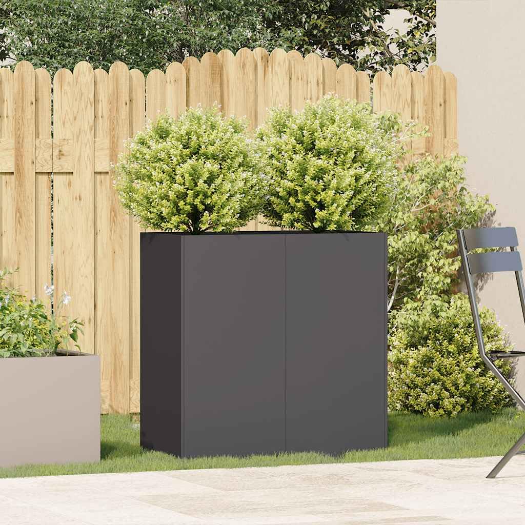 Vaso per piante, 80 x 40 x 80 cm, in acciaio laminato a freddo, per giardino, balcone, esterno, fiori, erbe, cactus, orchidee, bonsai, coltivazione con vassoio di drenaggio