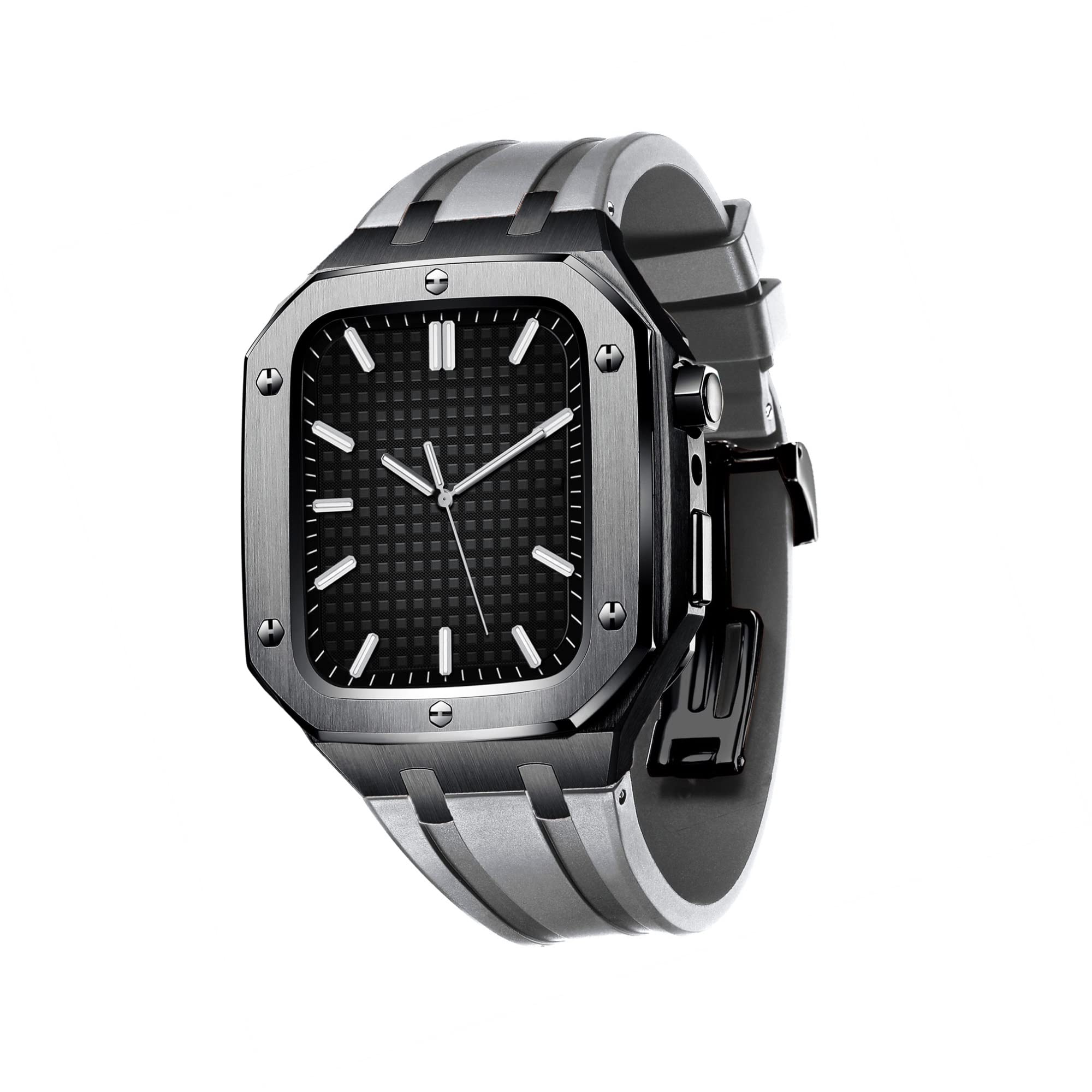 Do Apple Watch Mod Kit wytrzymała obudowa ze stali nierdzewnej z paskami do Apple Watch serii 7 (45 mm) i serii 6/SE/5/4 (44 mm) akcesoria do modów, 45MM FOR 7, Agat