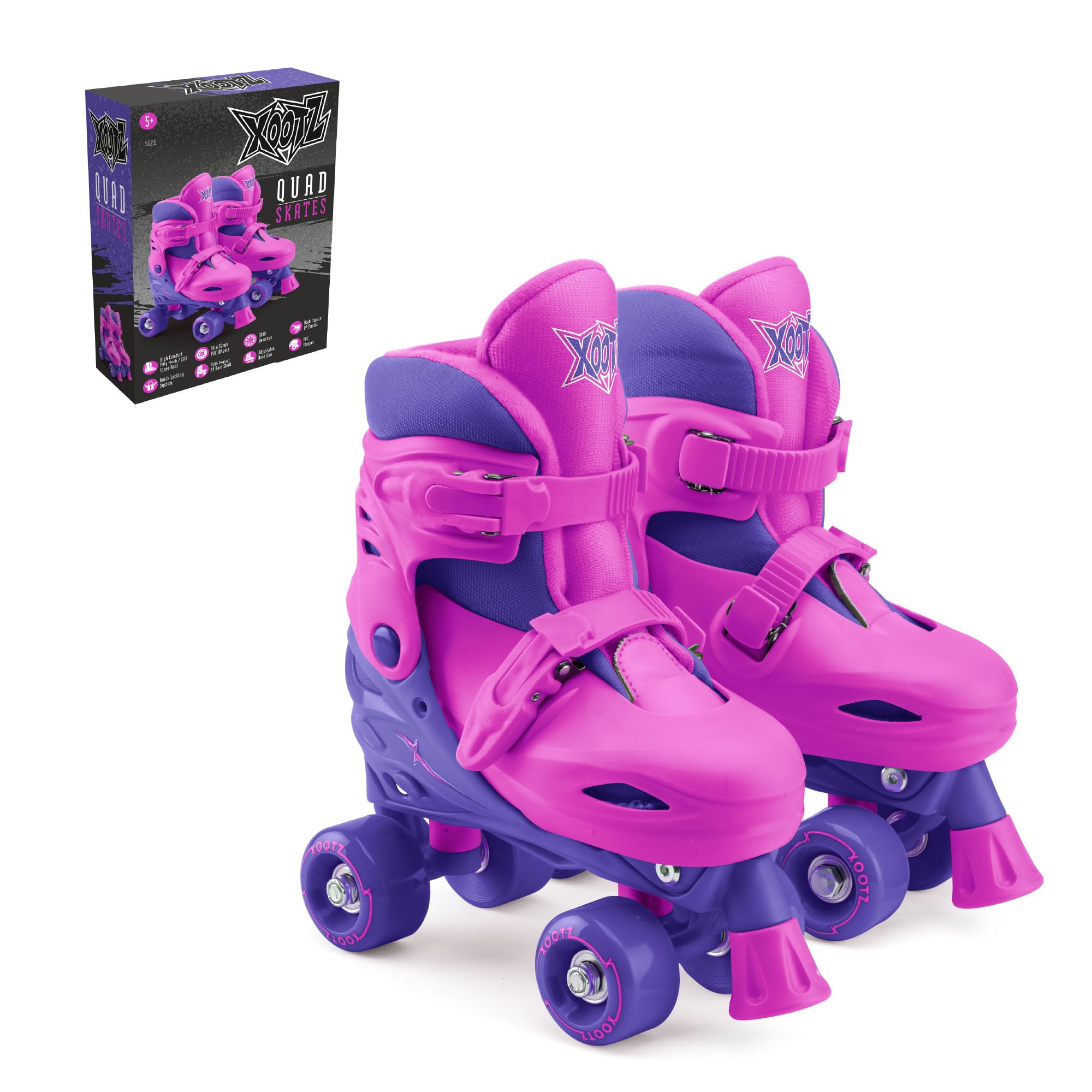 Xootz Kids Adjustable Quad Skates - Purple - Medium