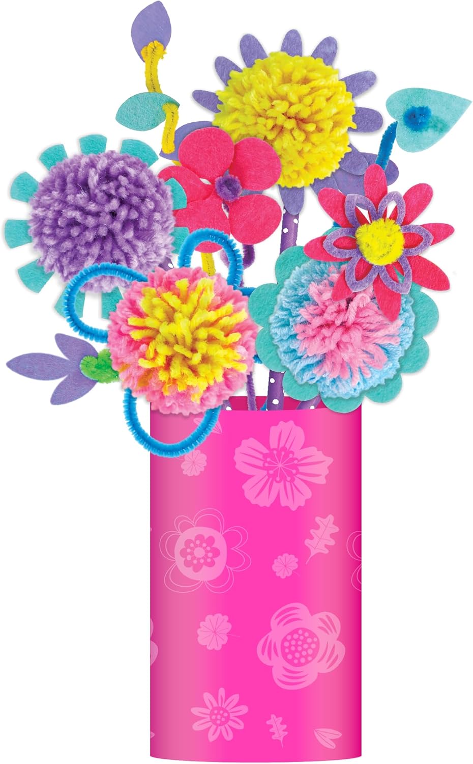 Avenir - Pom Pom Bouquet - Flowers Multicolor | Activity for Kids | pre-Cut felts and Felt Stickers | Perfect Work of Art to Keep for Room Decoration or to give as a GIF | Ages 3+