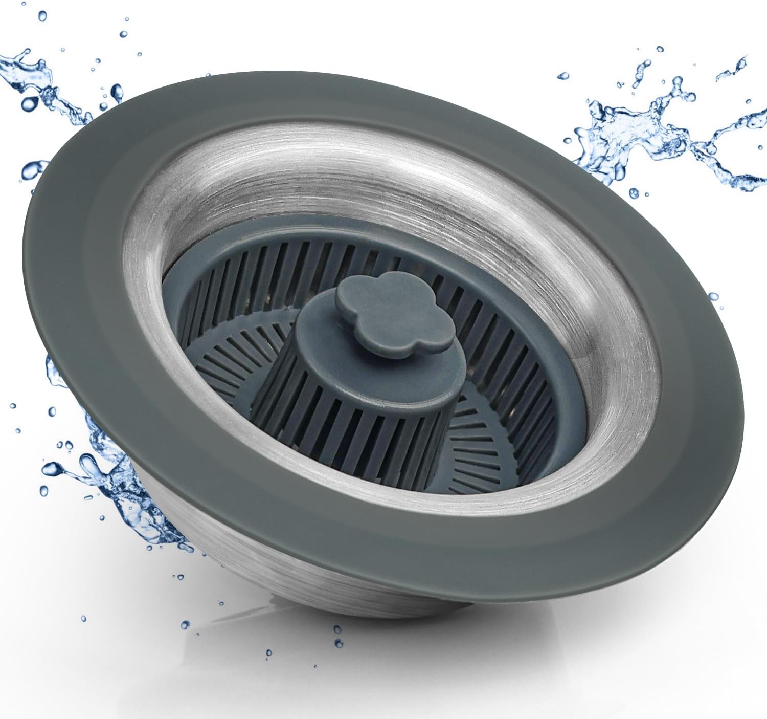 Kitchen Sink Drain Strainer 3 in 1 Sink Strainer Popup Kitchen Drain Stopper with Food Basket