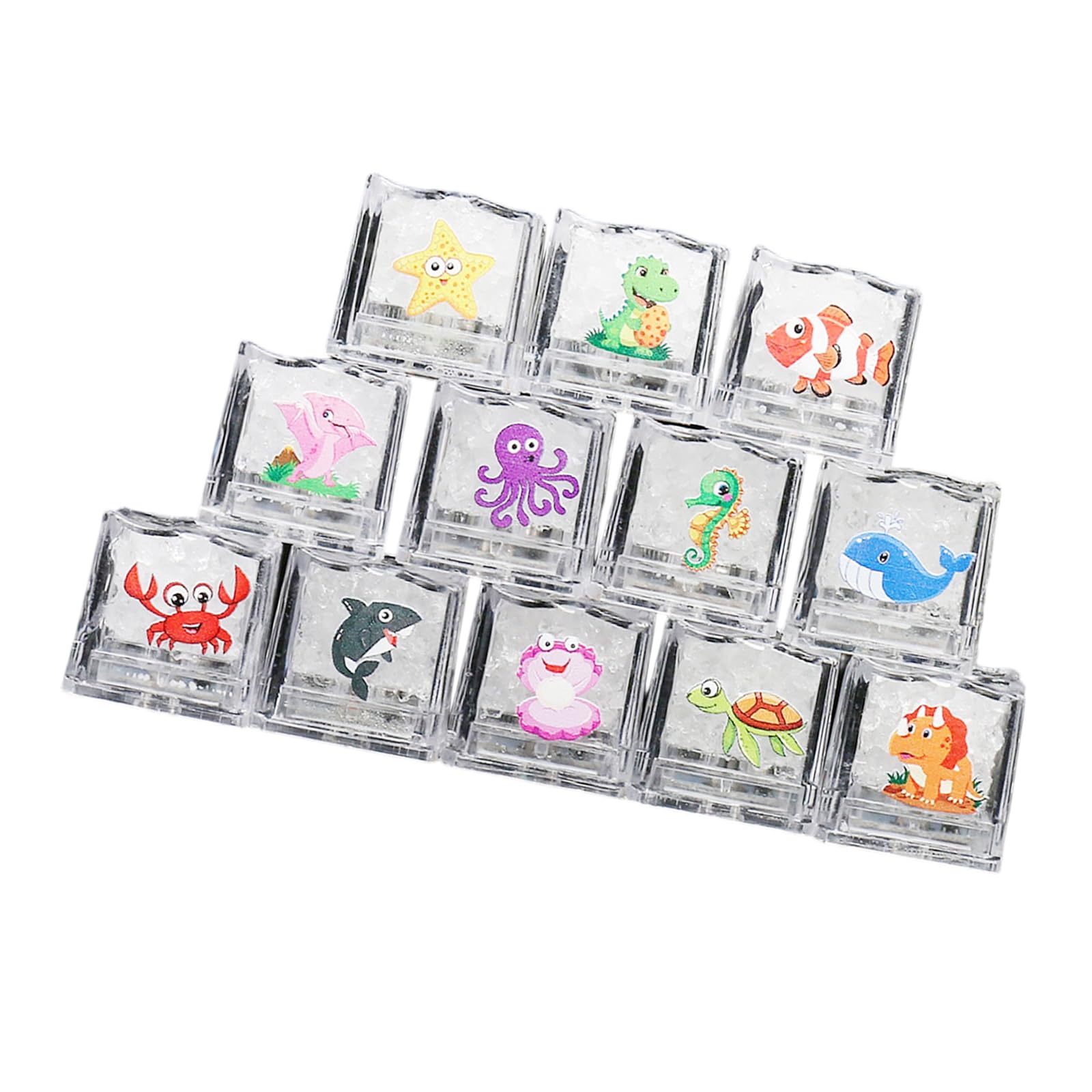 12PCS LED Glowing Ice Cubes Block for Bath Fun Cartoon Theme Light Up Toy Cube Family Holiday Activity Bath Tub Light Up Ice Cubes — view 9