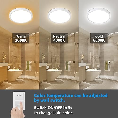 Miniatura 5 de Unicozin Lámpara de techo regulable con control remoto, 8.7 pulgadas, 18 W, 3000 K-6000 K, color de luz ajustable, lámpara de techo LED redonda de