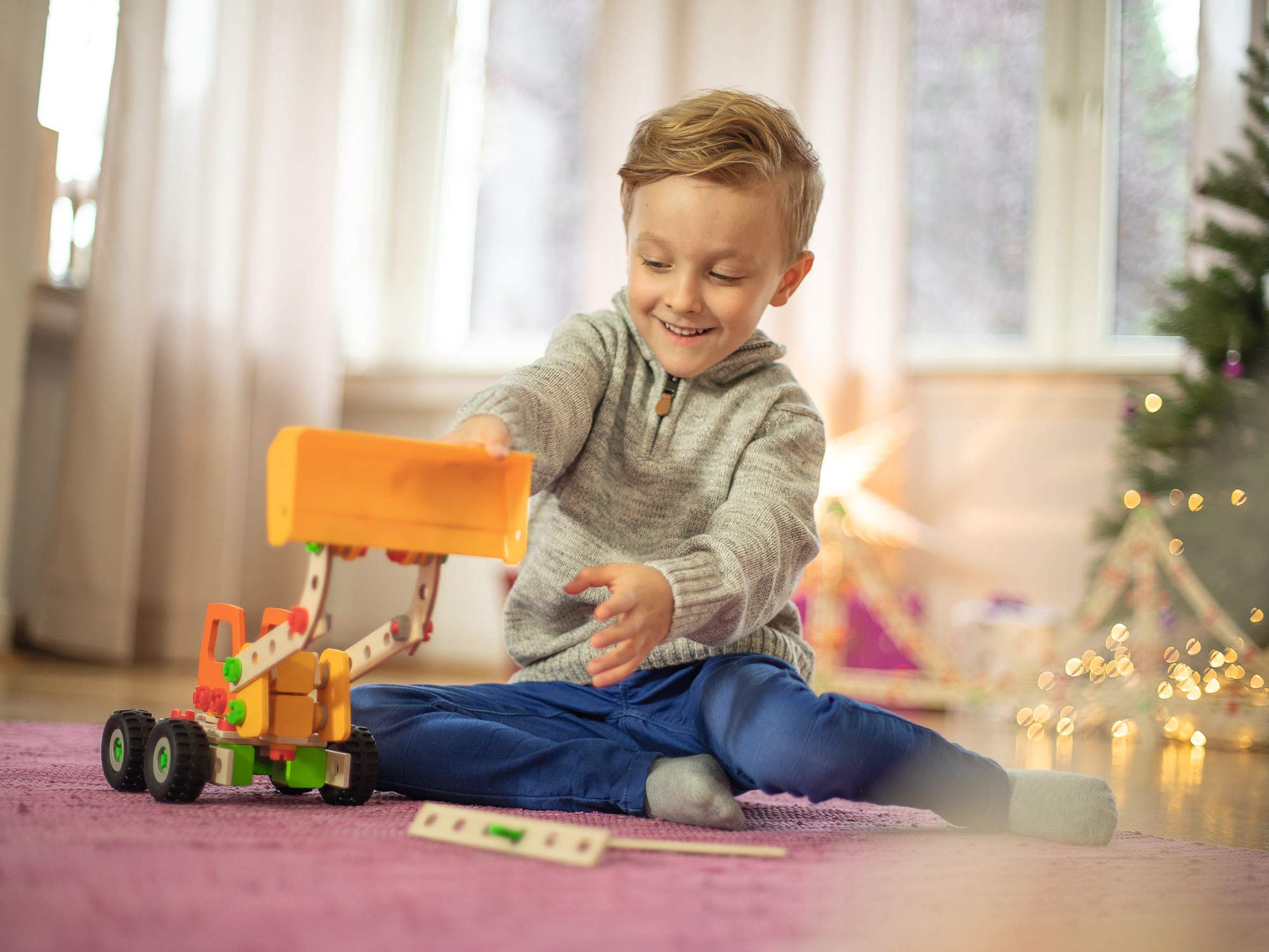 Eichhorn - Pale gommate Constructor – Versatile Giocattolo in Legno, 140 componenti, 6 Diverse Costruzioni, per Bambini dai 6 Anni in su, 100% Legno FSC