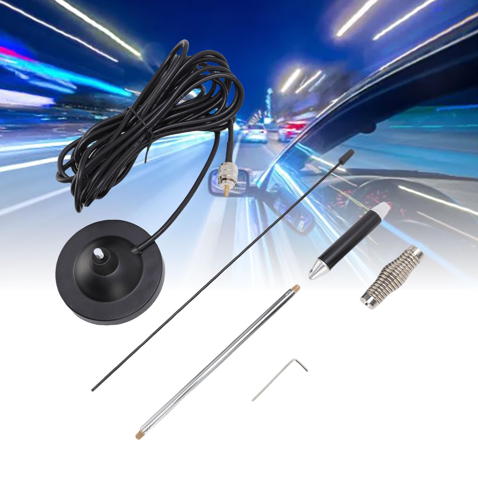 Kit antenna CB Torvex, antenna radio 26-28 MHz 26,37 pollici con supporto magnetico e molla, sostituzione stazione base mobile per camion per auto (Cavo da 3 metri/9,84 piedi)