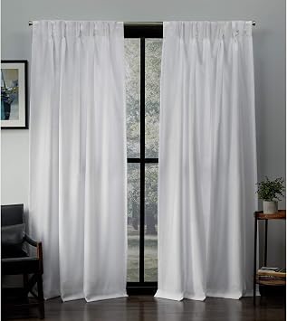 EXCLUSIVE HOME Loha Light Filtering Pinch Pleat Curtain Panel Pair, 84" Length, Winter White