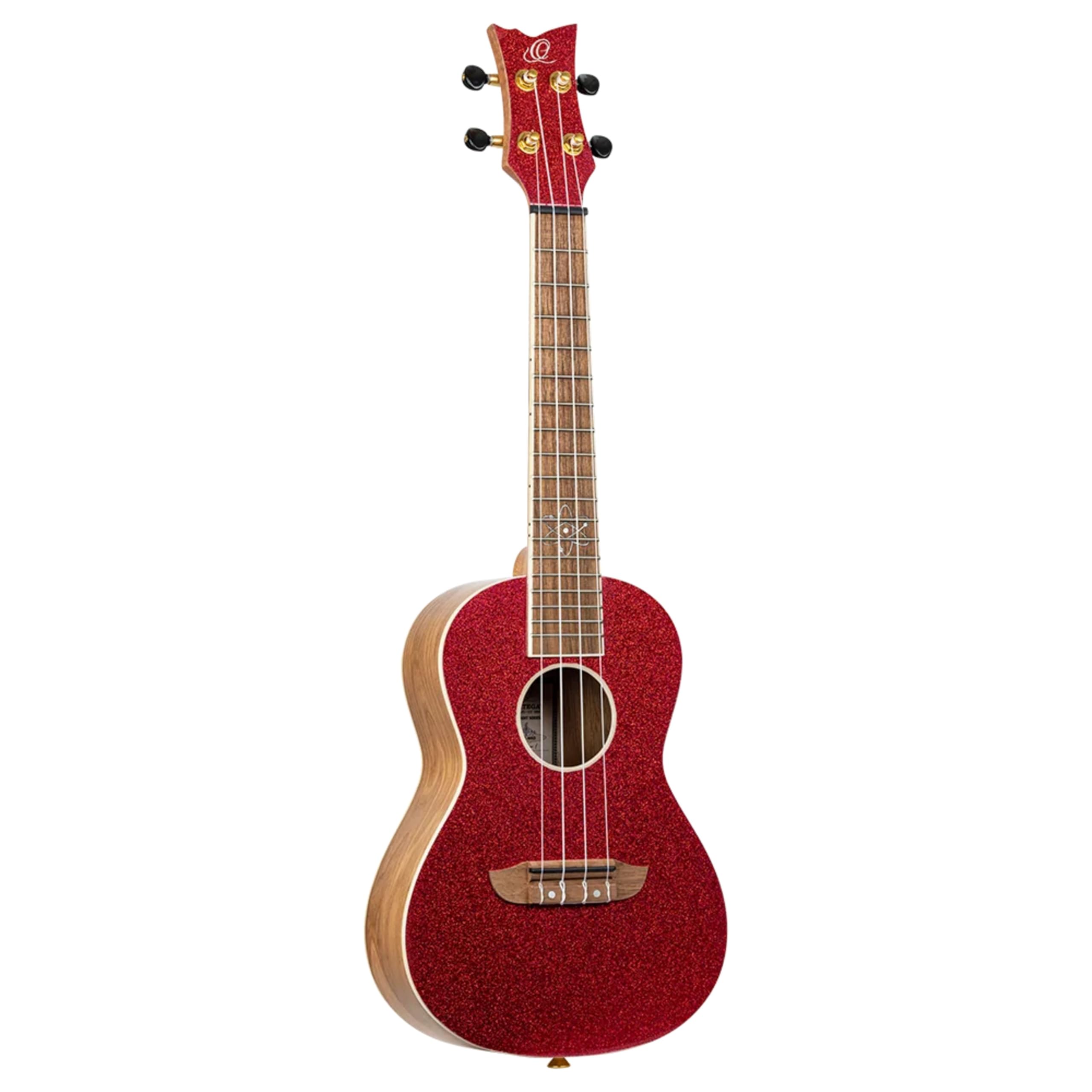 Ortega Guitars Ukulélé Concert Acoustique – Série Element – Housse Incluse – Épicéa, Rouge (RUEL-MRD)