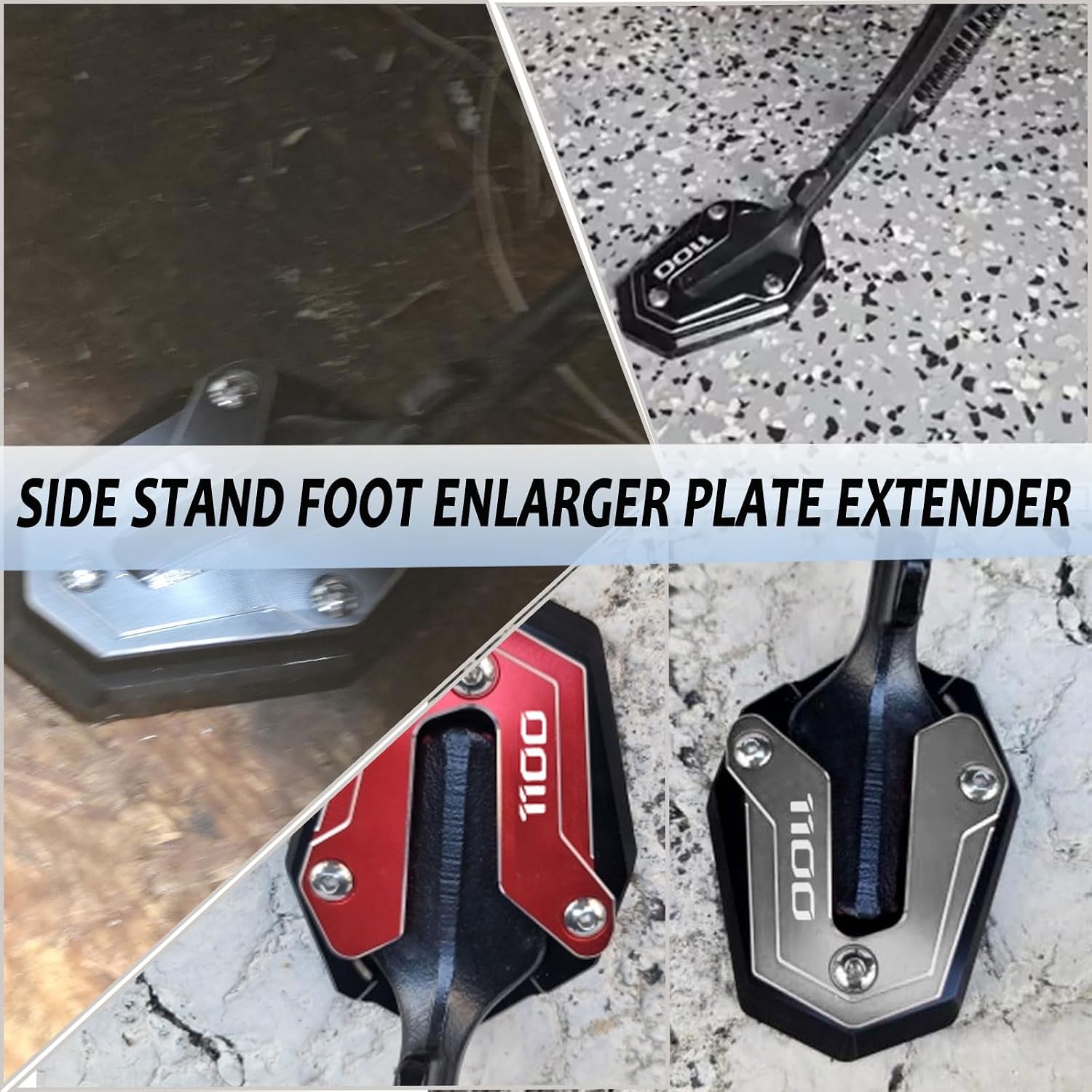 rebel1100 Motorcycle Accessories Kickstand Extender Enlarger Pad Side Stand Enlarger Foot Plate compatible for Rebel1100 CMX1100 Rebel 1100 CMX 1100 DCT MT 2021-2024 2025 (Red)