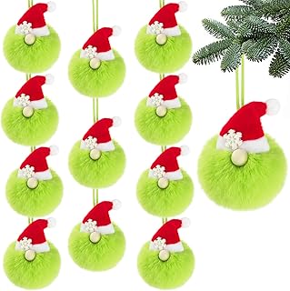 12ct 3.1'' Lime Green Gnome Christmas Ball Ornaments