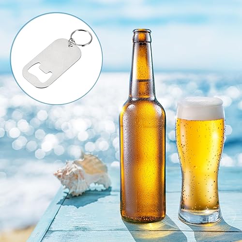 Miniatura 5 de uxcell Llavero abridor de botellas, de acero inoxidable, para abrebotellas de cerveza y soda, de 2.75 pulgadas de largo, adecuado para el hogar,