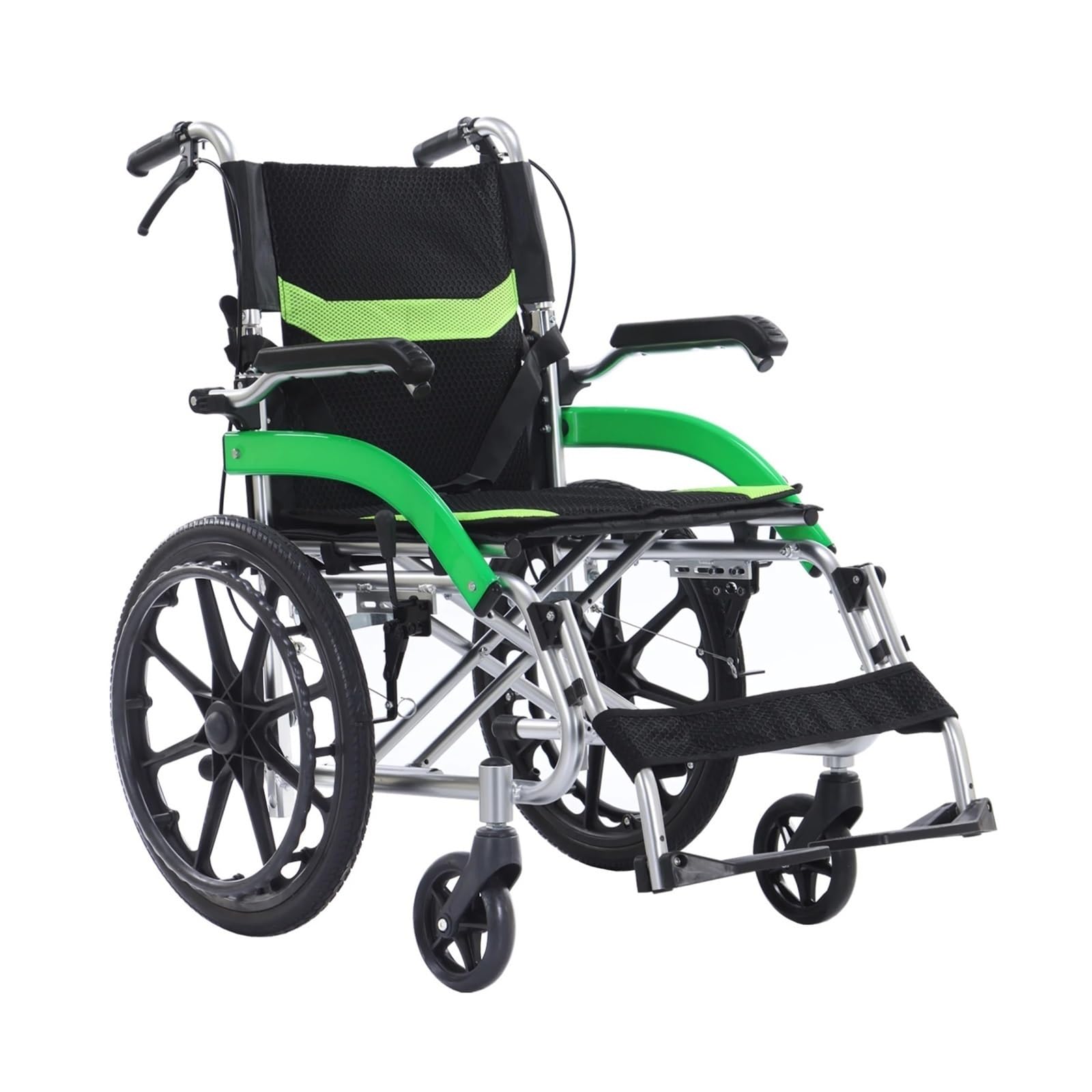 Silla De Ruedas Transporte Ultraligera Plegable Con Freno Mano For Adultos Movilidad Cómoda Fluida
