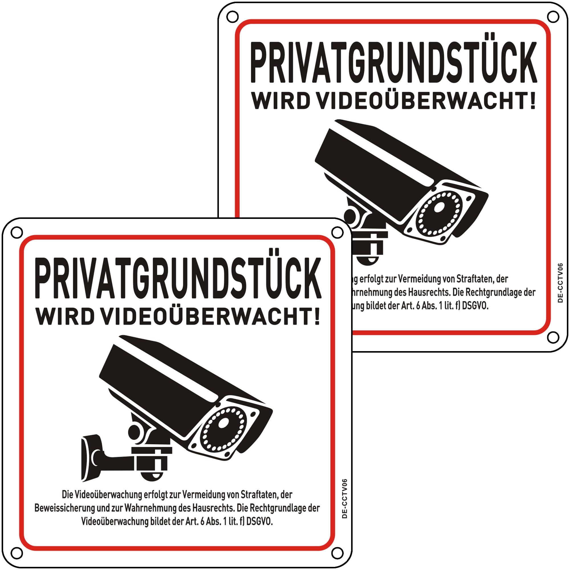Privatgrundstück Videoüberwacht Schilder mit DSGVO Hinweis, 15×15cm Videoüberwachung Schild Aluminium Reflektierend Schild Kameraüberwachung Metall Selbstklebend 2St