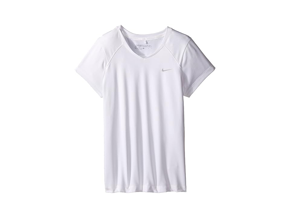 

Nike Kids Greens Top (Little Kids/Big Kids) (White/Metallic Silver) Girl's Short Sleeve Pullover