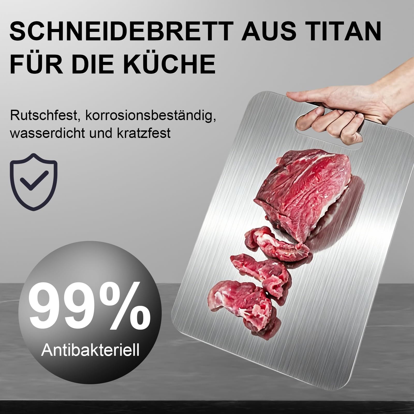 4 taglieri in titanio, lavabili in lavastoviglie, multifunzionali, in acciaio inox, taglieri in titanio su entrambi i lati, per alimenti, antibatterici e senza BPA, taglieri in acciaio inox