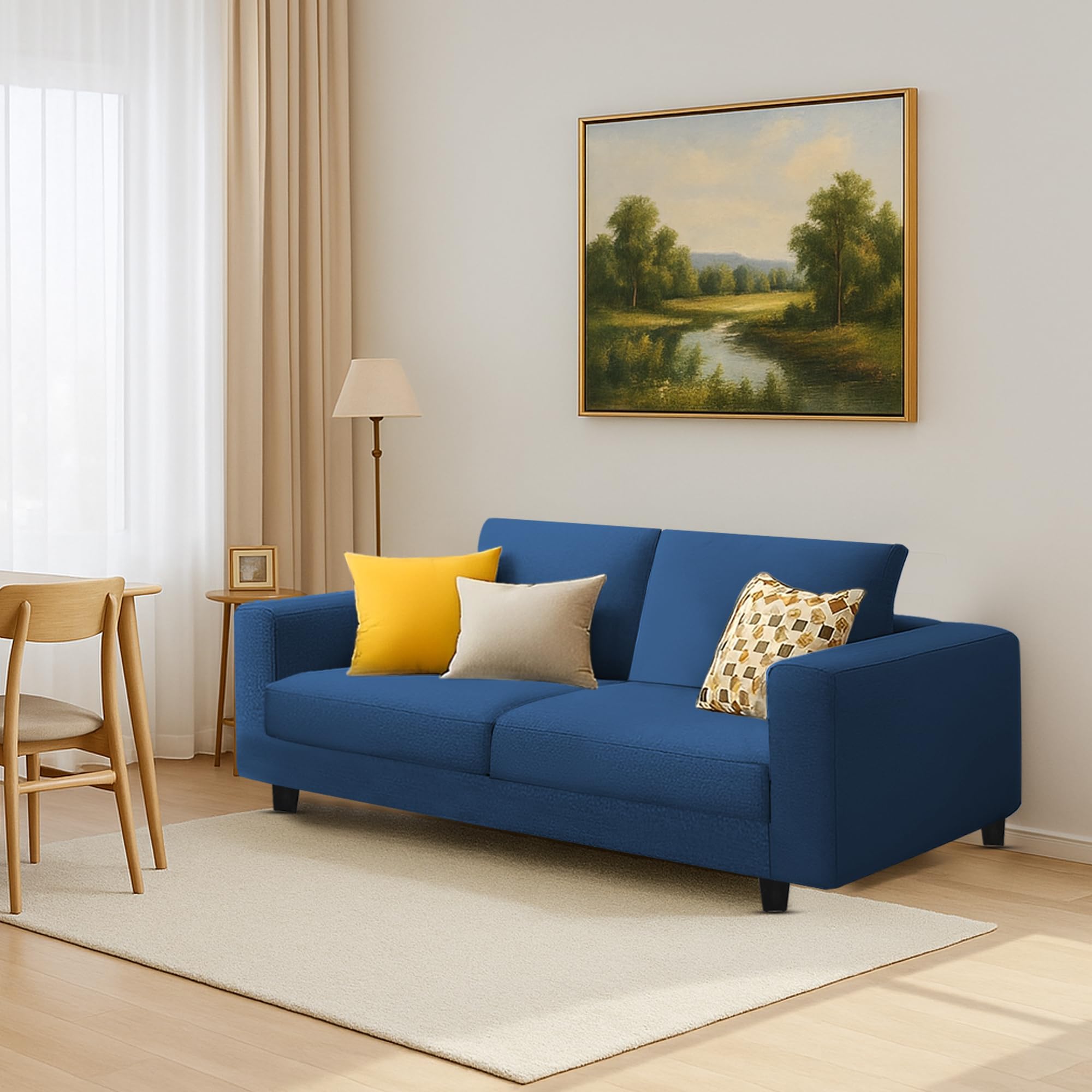 Galib 2 Seater Sofa Set for Living Room (Blue Fabric) Premium Fabric Sofa Set-image-39