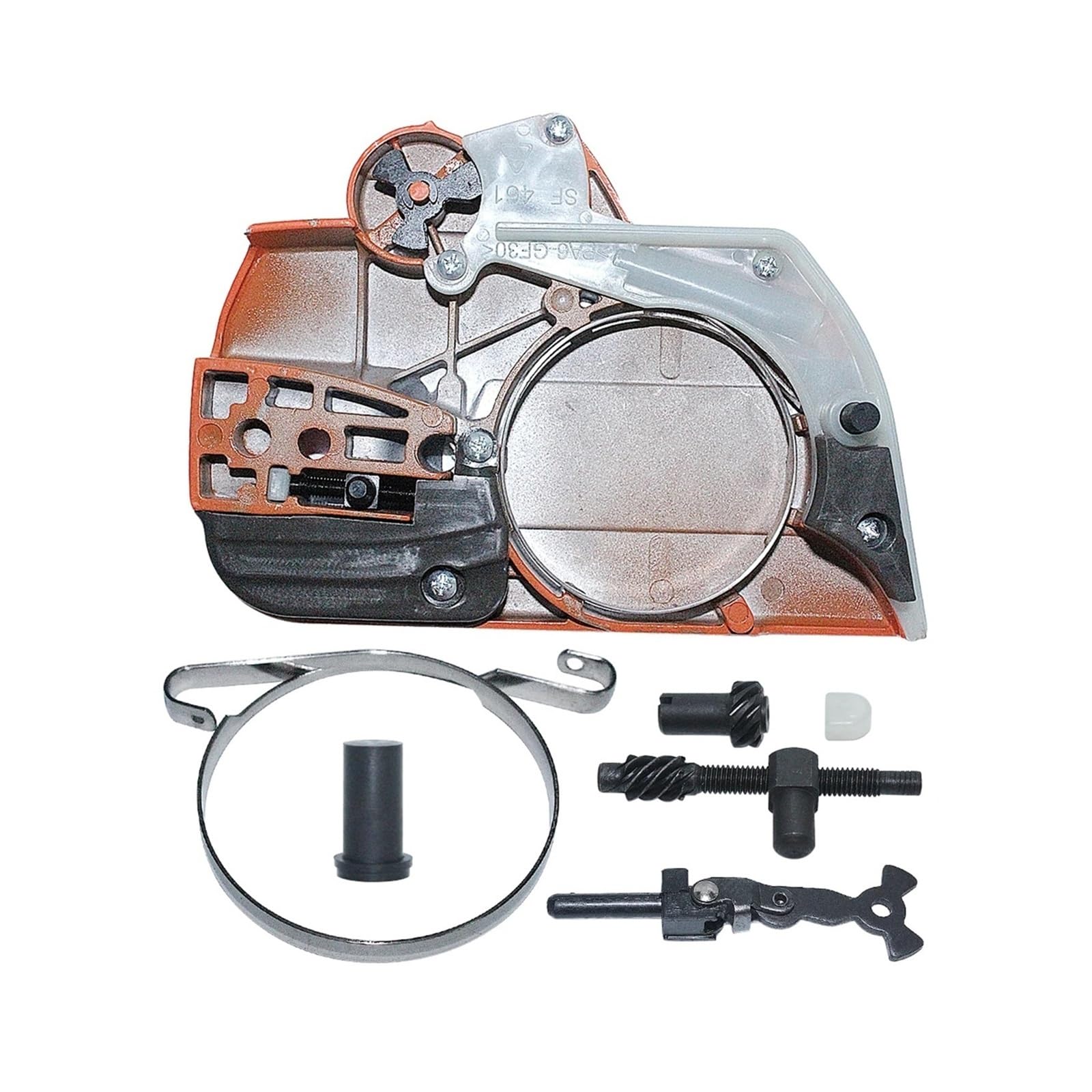 Banda de cubierta de embrague de freno de cadena compatible con H-u-s-q-v-a-r-n-=a 445, ajustador de articulación de rodilla, tensor, kit de buje guía, repuesto de motosierra