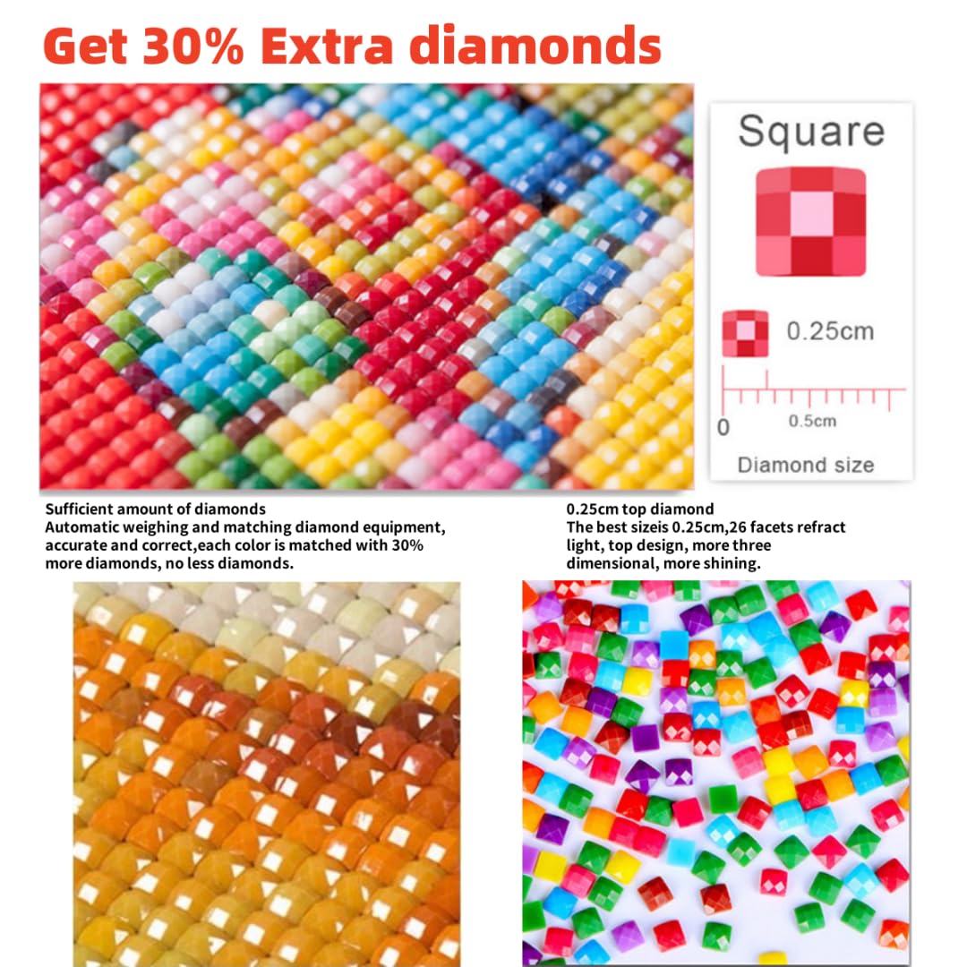 Kit Diamond Painting Completo Per Adulti - Quadro 5D Con Diamantini, 30x40cm, Motivo Fiore, Decorazione Casa DIY
