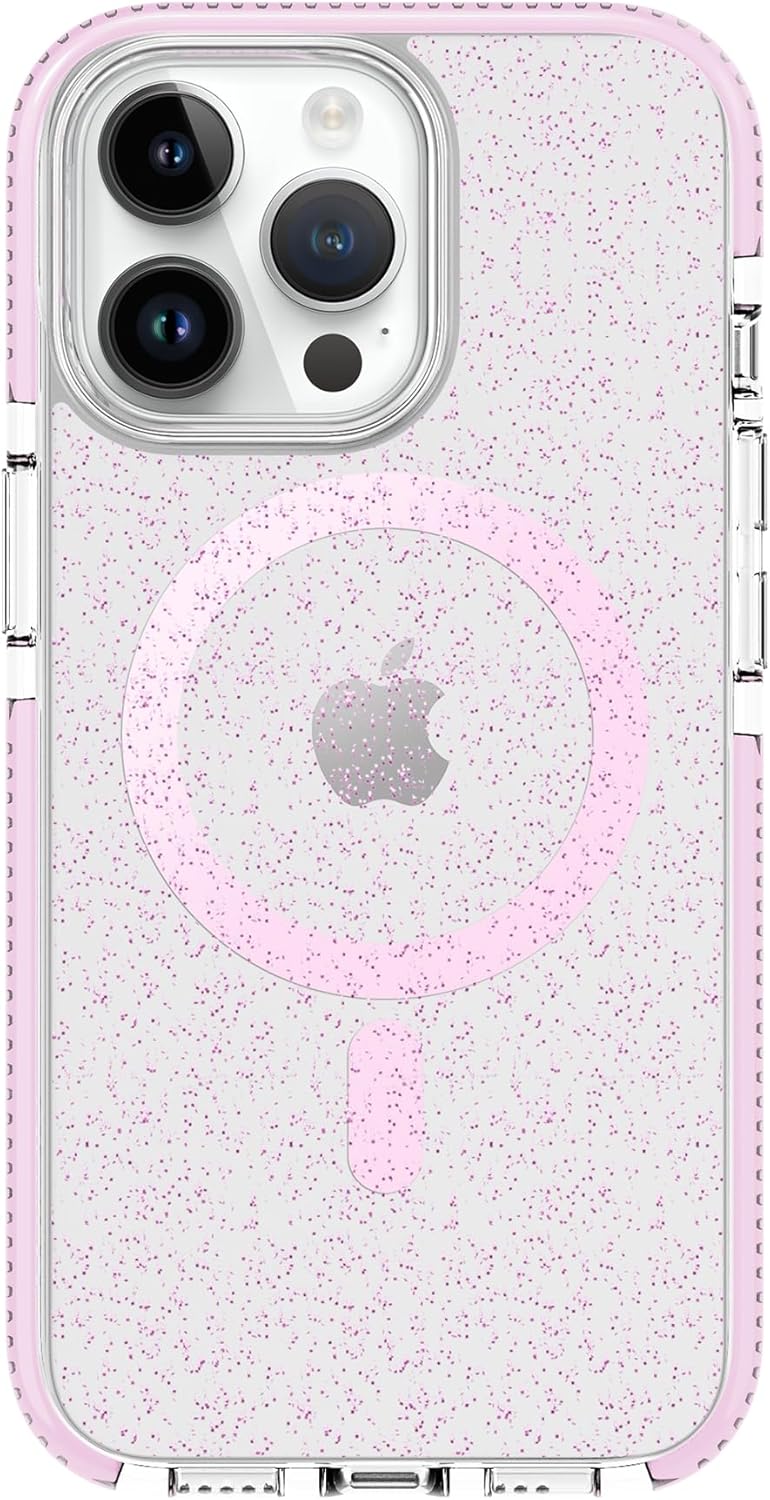 Prodigee iPhone 15 Pro Max Superstar Rose + Mag | Sparkle Glitter Transparent Case | Drop Tested | Dual Layer Cover | Wireless Charging Compatible | Shockproof | Scratch Resistant | 6.7 inch |