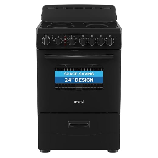 Avanti 24-Inch Freestanding Electric Range with Ceramic Glass Cooktop, in Black (CERU240P1B)