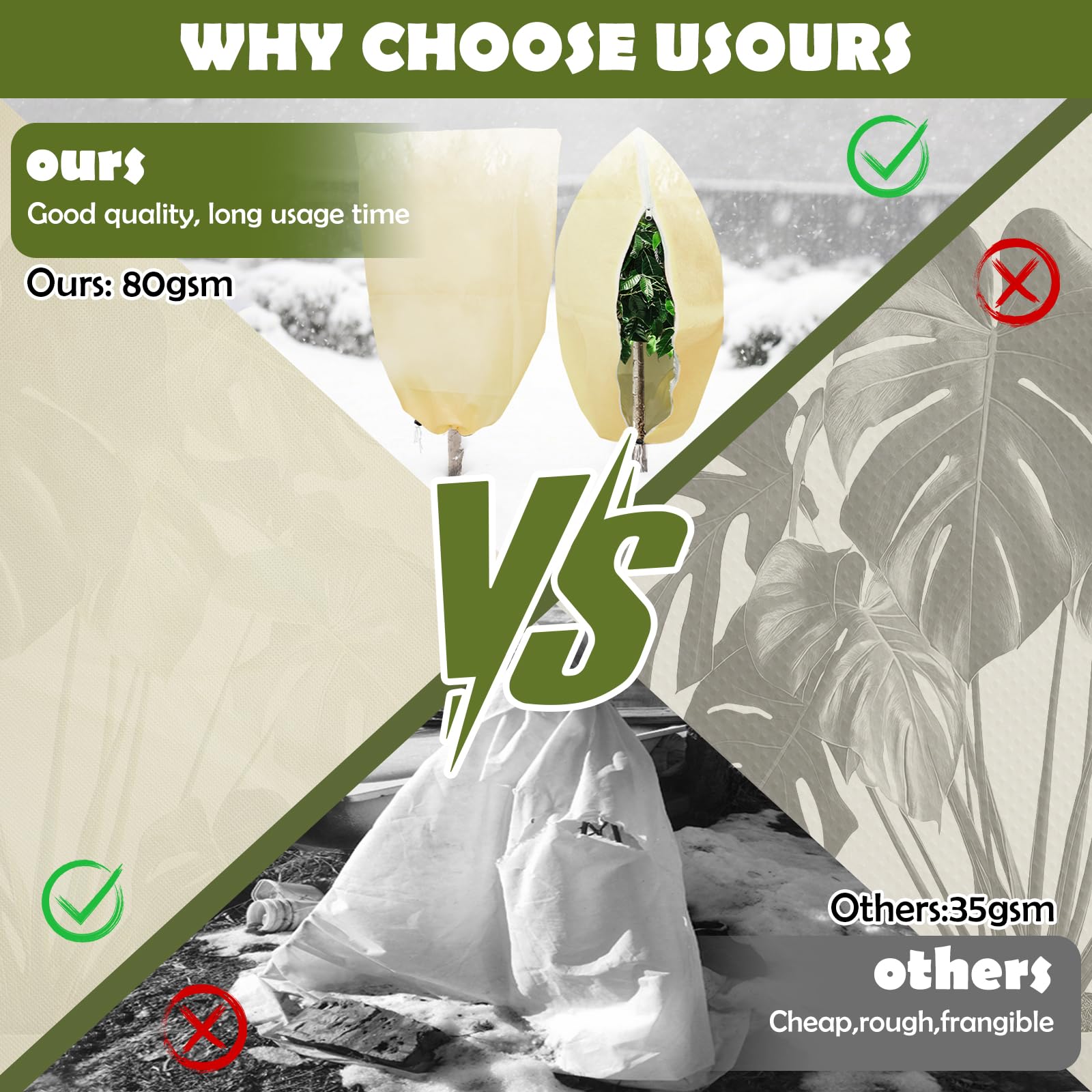 80 * 100 Cm Lot De 2 Voile Hivernage Plante Exterieur, Voile D'hivernage Avec Cordon De Serrage Et Zipper, Housse Hivernage Plante Réutilisabl | Leroy Merlin