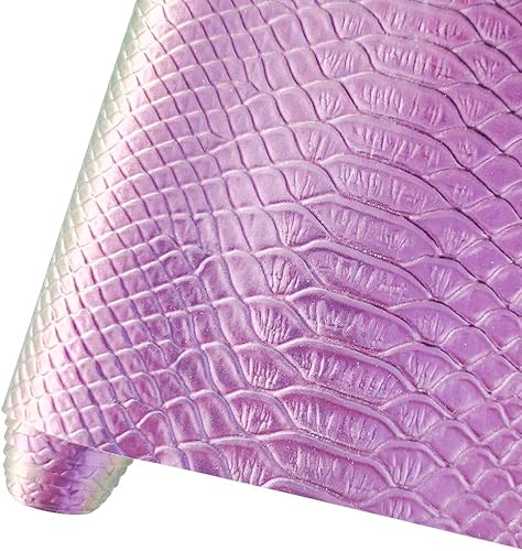 HYANG - Hojas holográficas de piel de serpiente en relieve, color morado oscuro, 1 rollo de 12 x 53 pulgadas, el cuero es muy adecuado para aretes